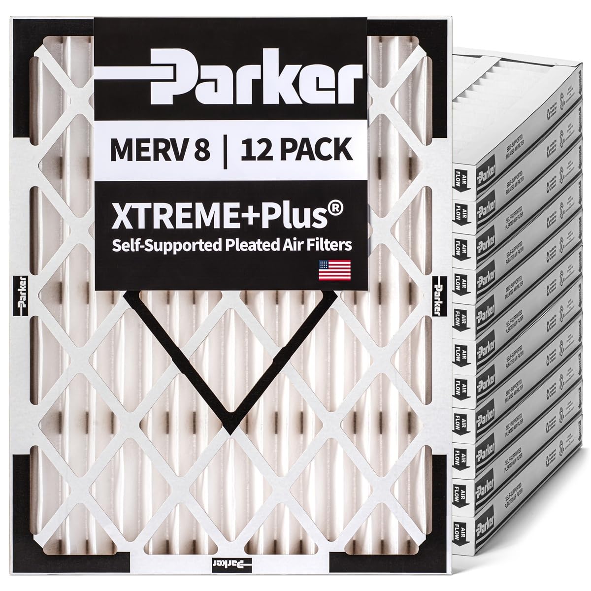 Parker 16x20x2 MERV 8 Xtreme Plus Pleated HVAC Air Filter. Case of
